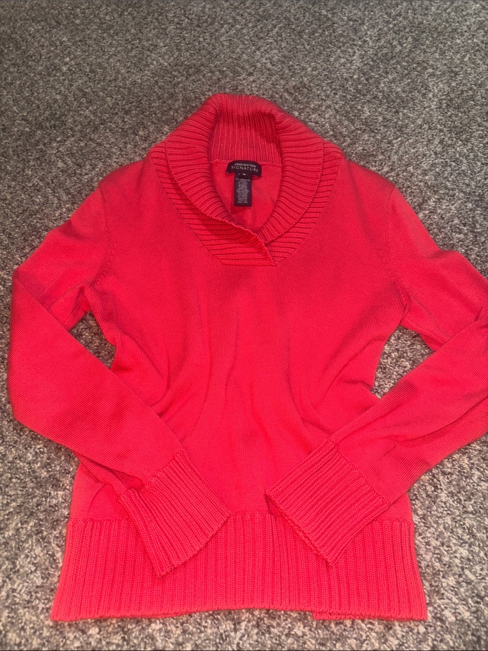 Jones New York Red Shawl Collar Sweater